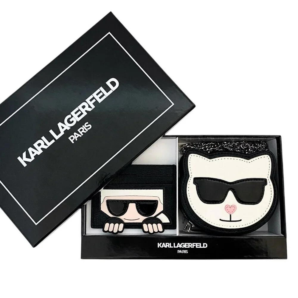 Karl Lagerfeld Paris Karl & Choupette 2pc Mini Cat Purse & Card Holder Gift Set